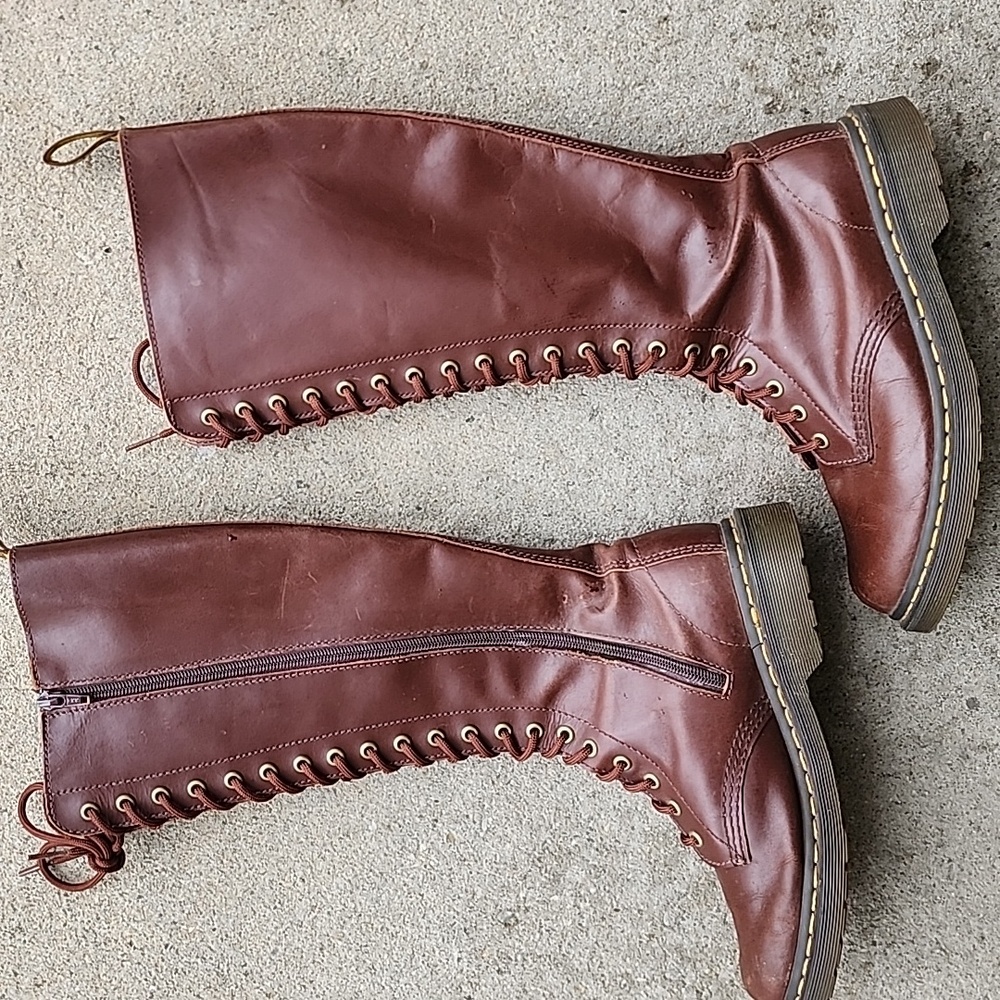 Dr. Martens 1B60 Bex Leather Pisa Lace-Up 20-Eyelet Knee-High Boots Size 8 - Picture 14 of 16